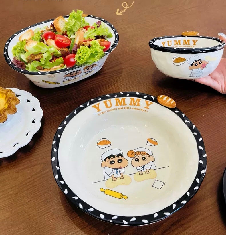 🥖 Crayon Shin-chan™ Official Bread Series Dinnerware Set – Dishwasher, Microwave, Oven & Sterilizer Safe