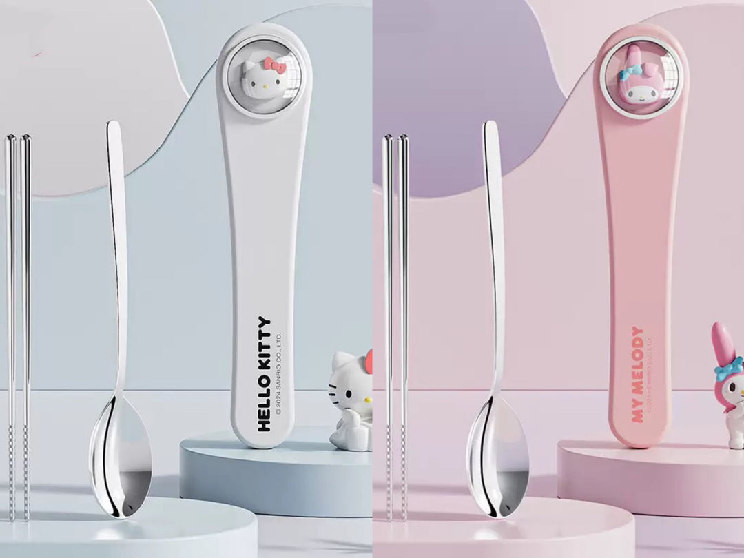 Sanrio™️ Space Capsule Series Chopsticks & Spoon Set with Portable Case | Travel Cutlery Set