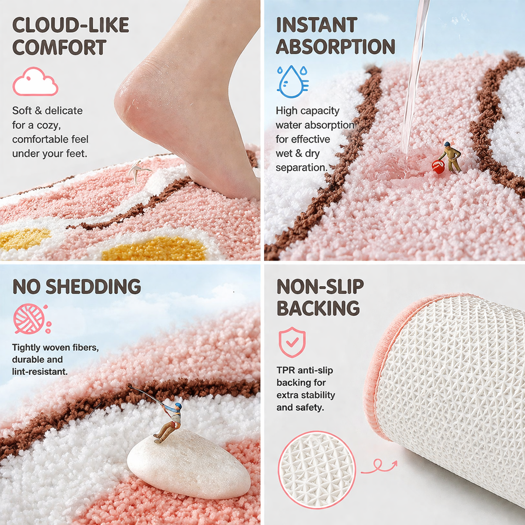 Cozy Faux Cashmere Bath Mat 🛀 Thick & Soft | Quick Absorbent | Anti-Slip