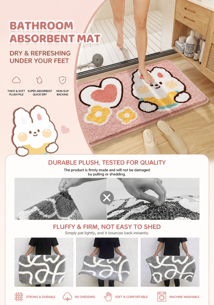 Cozy Faux Cashmere Bath Mat 🛀 Thick & Soft | Quick Absorbent | Anti-Slip