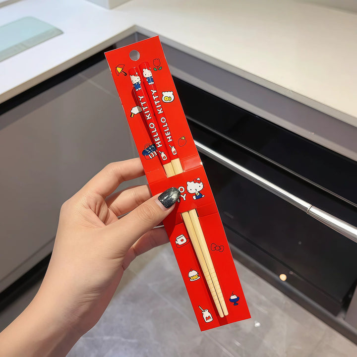 Sanrio™️ Non-slip Bamboo Chopsticks 🥢 – Antibacterial & Mold-resistant, Kid-friendly, 21cm