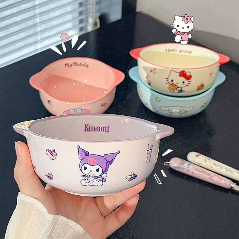 Sanrio Family Series™️ Ceramic Double-Handle Bowl – Yogurt & Rice Bowl 🥣