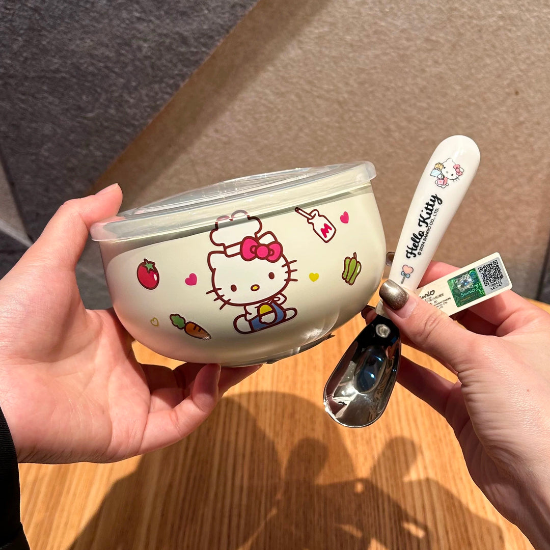 Sanrio™️ 316 Stainless Steel Bento Bowl | Instant Noodle Bowl | Food Storage Bowl with Lid – Heat-Resistant & Insulated