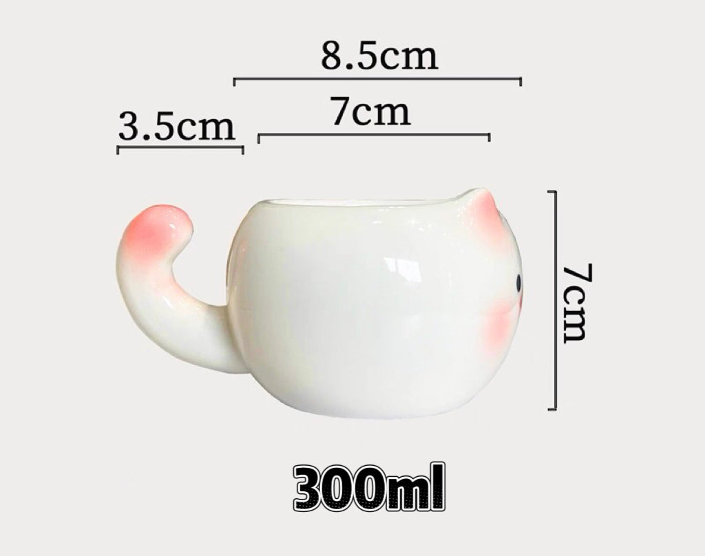 Blushing Kitty & Little Pink Pig 🐷 Ceramic Mug – Heat Resistant