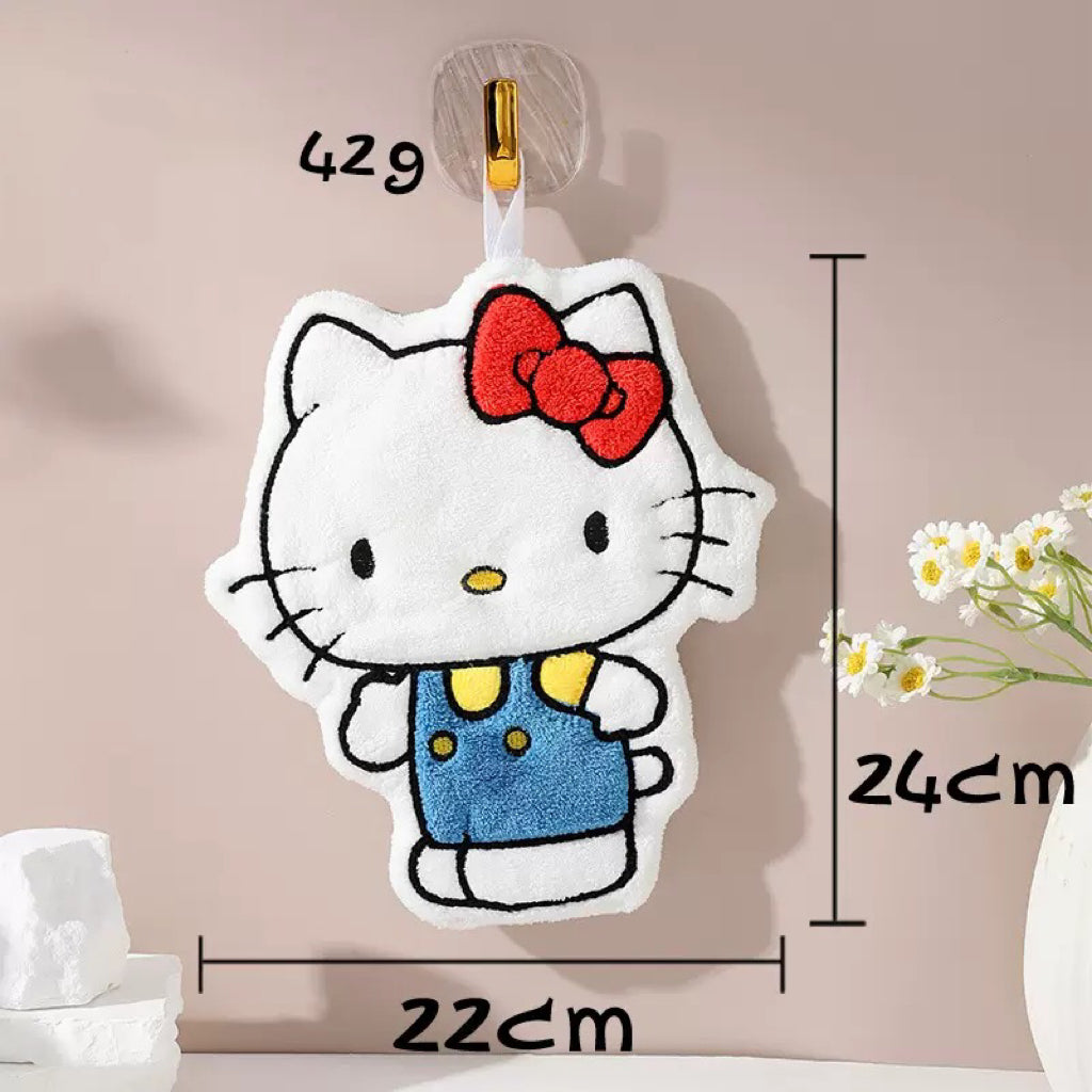 Hello Kitty Hanging Hand Towel – Thick Coral Fleece, Super Absorbent & Soft