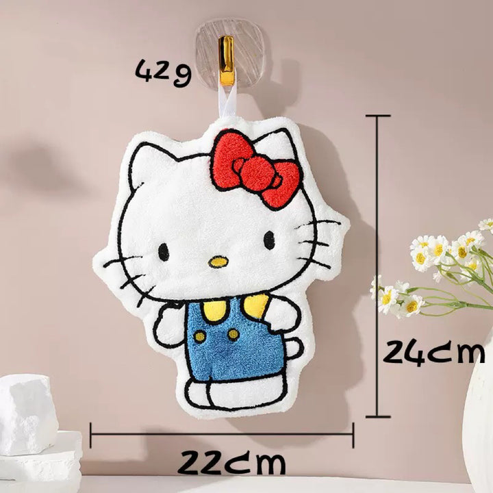 Hello Kitty Hanging Hand Towel – Thick Coral Fleece, Super Absorbent & Soft