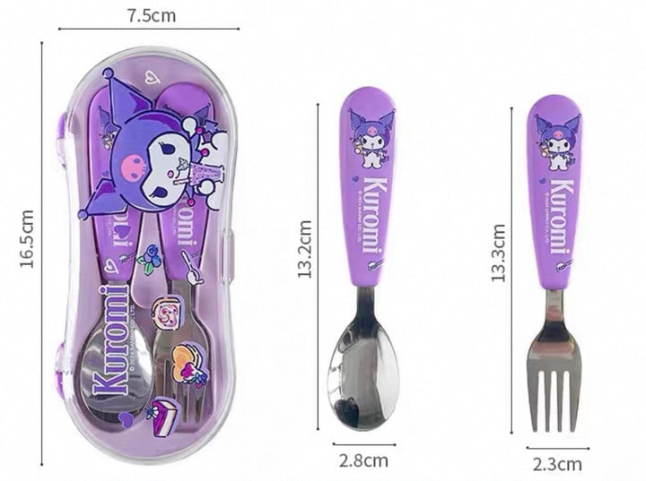 Sanrio™ Portable Spoon & Fork Set with Case | 304 Stainless Steel | Kid-Friendly