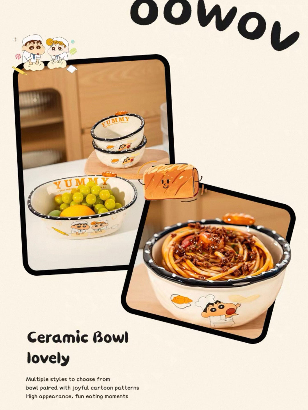 🥖 Crayon Shin-chan™ Official Bread Series Dinnerware Set – Dishwasher, Microwave, Oven & Sterilizer Safe