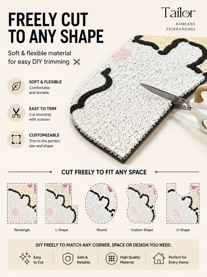Home Entrance Door Mat Waterproof PVC Coil Mat • Non-Slip • Cuttable Design 60 × 90 cm | Multiple Designs Available 🏡