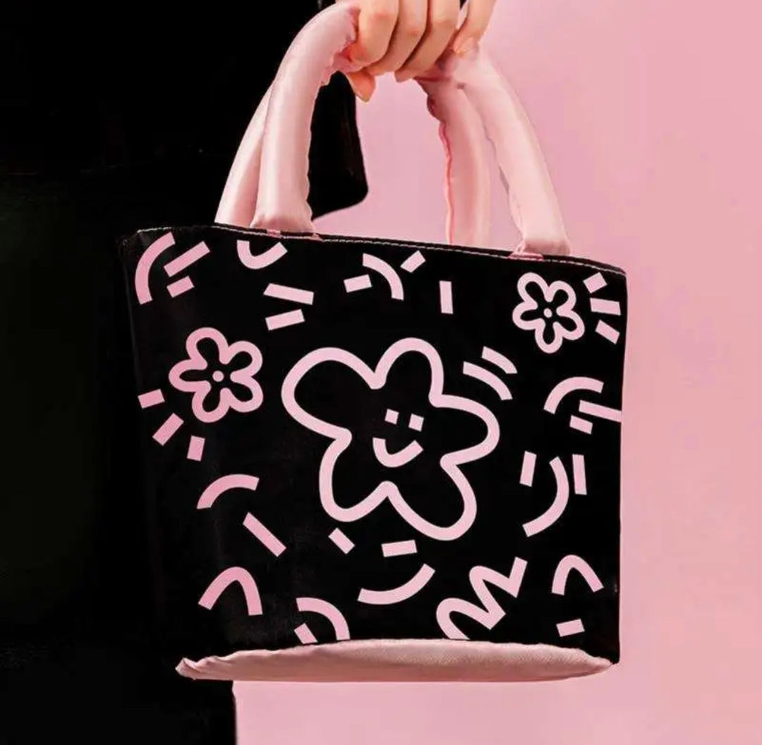 Microwave-Safe Glass Lunch Box + Insulated Tote Bag | Heat & Cold Resistant | Trendy Black & Pink