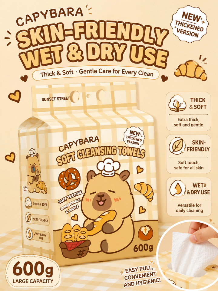 『 Sanrio™️ Disposable Face Towels 』600g Family Pack | Soft Cotton Hanging Facial Wipes | Dry & Wet Use Towels