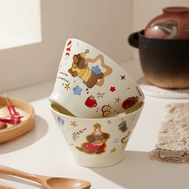 Cute Cartoon Ceramic Bowl – 5” Rice, Dessert & Yogurt Bowl