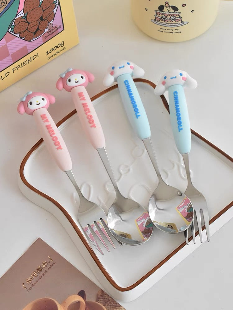 SANRIO | Cute Cartoon Long Handle Fork & Spoon Set