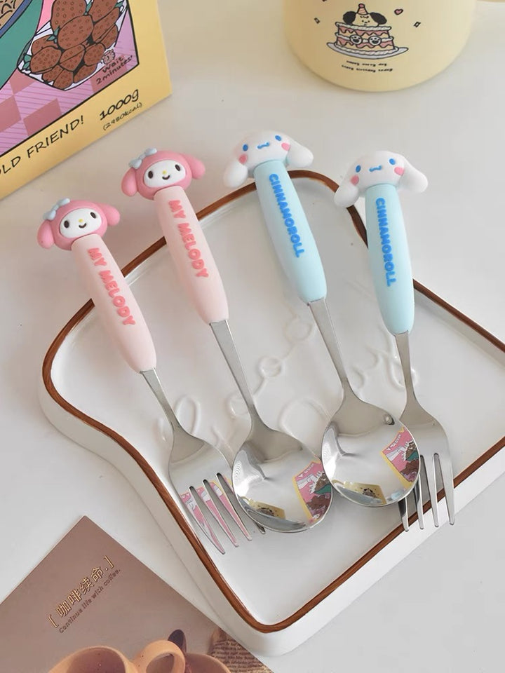 SANRIO | Cute Cartoon Long Handle Fork & Spoon Set