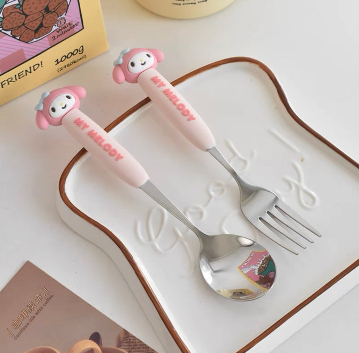 SANRIO | Cute Cartoon Long Handle Fork & Spoon Set