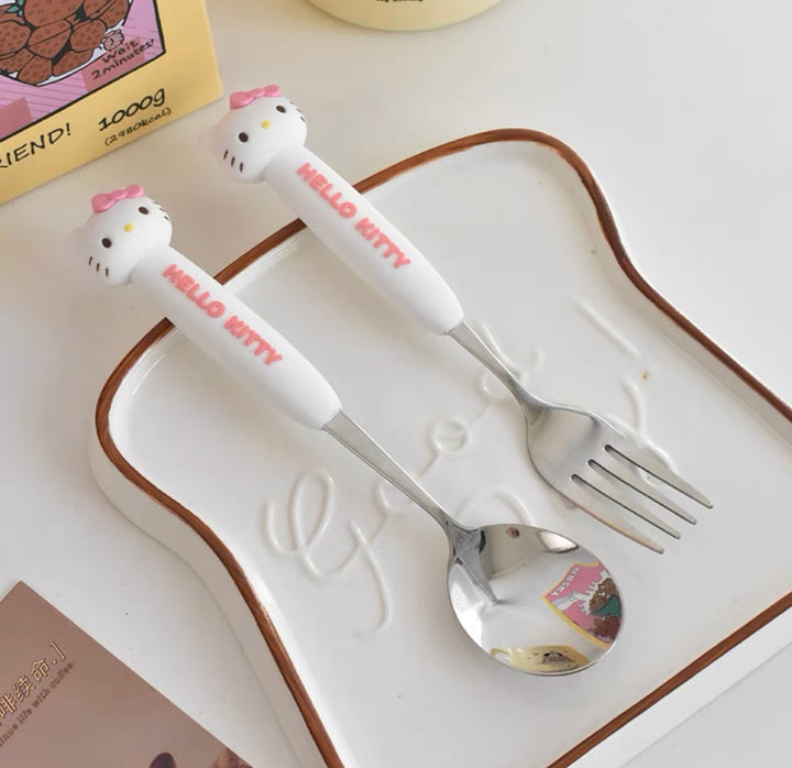 SANRIO | Cute Cartoon Long Handle Fork & Spoon Set