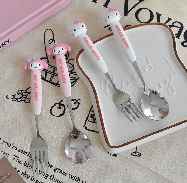 SANRIO | Cute Cartoon Long Handle Fork & Spoon Set