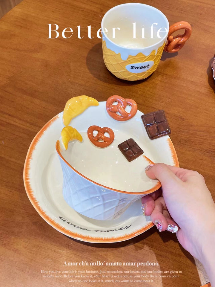 【Bread 🥐🥨 Series】Hand-Painted Underglaze Ceramic Dinnerware Set