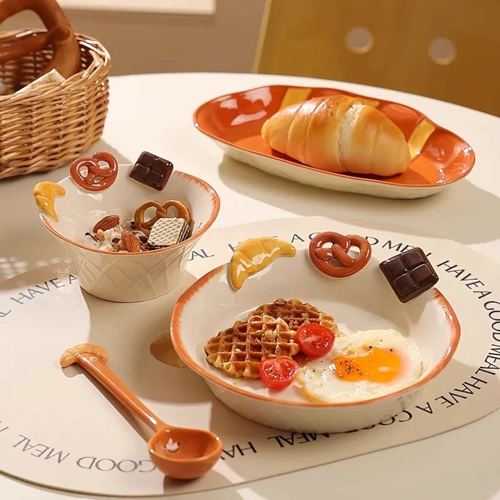 【Bread 🥐🥨 Series】Hand-Painted Underglaze Ceramic Dinnerware Set