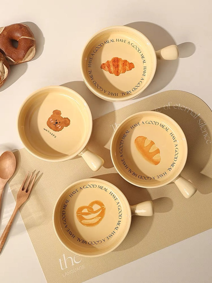 【New Product】Bread series🥖🥐🥨 Tableware Ceramic Salad / Baking bowl🥣 with Handles