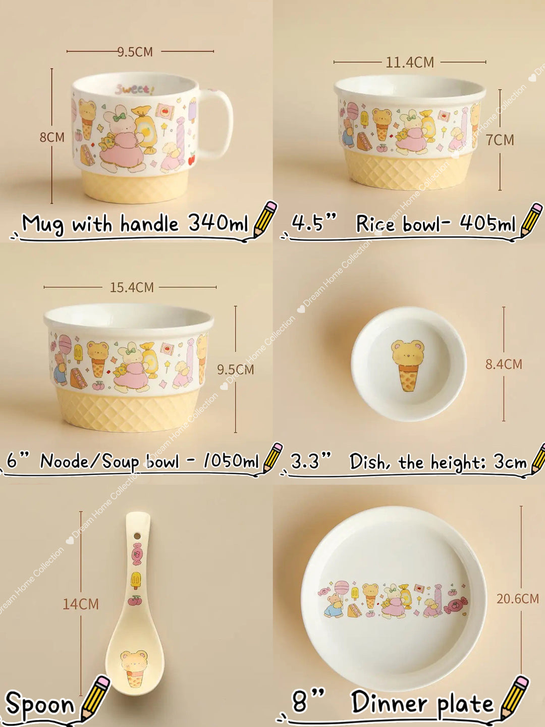 1pc/1set Ice Cream Series Ceramic Tableware Set - Perfect for Home Dining and Entertaining