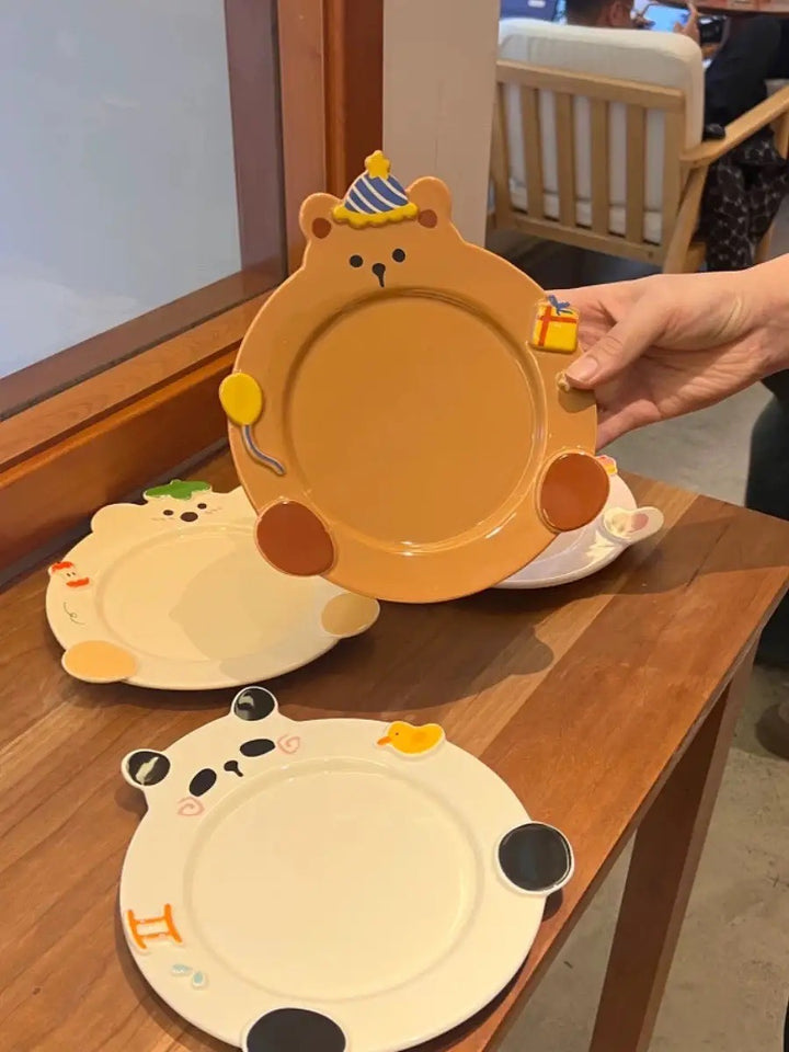 「Animal Party」Ceramic Dish Set Unique Dinnerware for Birthday, Ideal Gift