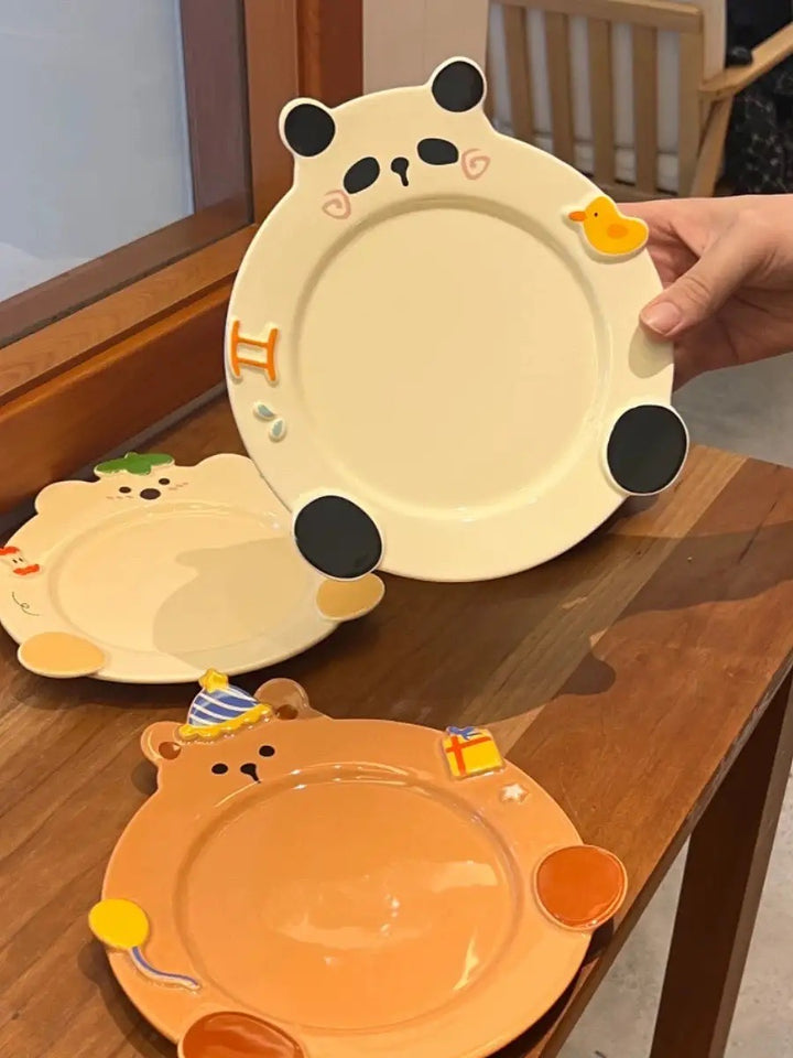 「Animal Party」Ceramic Dish Set Unique Dinnerware for Birthday, Ideal Gift
