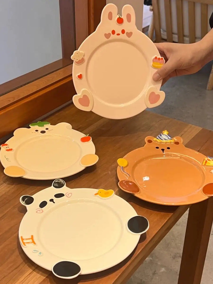 「Animal Party」Ceramic Dish Set Unique Dinnerware for Birthday, Ideal Gift