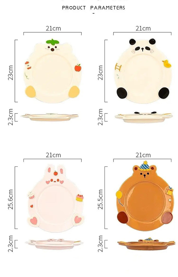 「Animal Party」Ceramic Dish Set Unique Dinnerware for Birthday, Ideal Gift