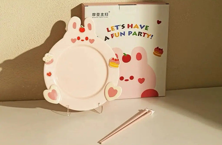 「Animal Party」Ceramic Dish Set Unique Dinnerware for Birthday, Ideal Gift