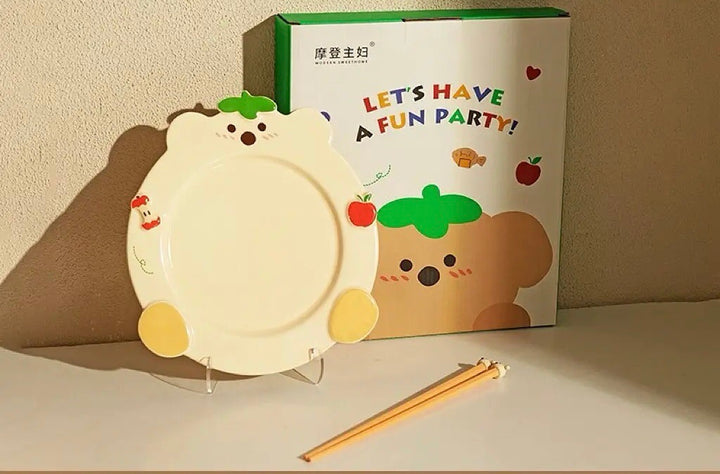「Animal Party」Ceramic Dish Set Unique Dinnerware for Birthday, Ideal Gift