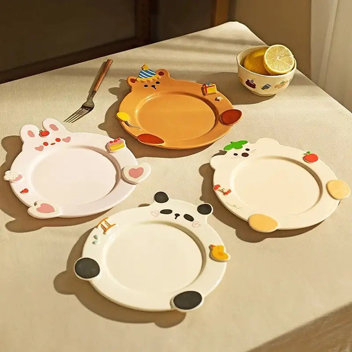「Animal Party」Ceramic Dish Set Unique Dinnerware for Birthday, Ideal Gift