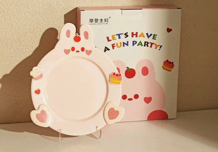 「Animal Party」Ceramic Dish Set Unique Dinnerware for Birthday, Ideal Gift