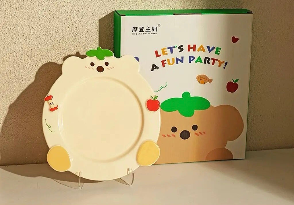 「Animal Party」Ceramic Dish Set Unique Dinnerware for Birthday, Ideal Gift