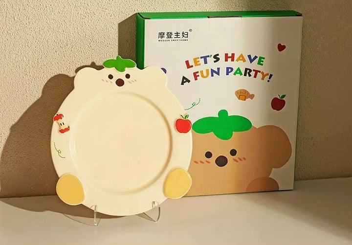 「Animal Party」Ceramic Dish Set Unique Dinnerware for Birthday, Ideal Gift