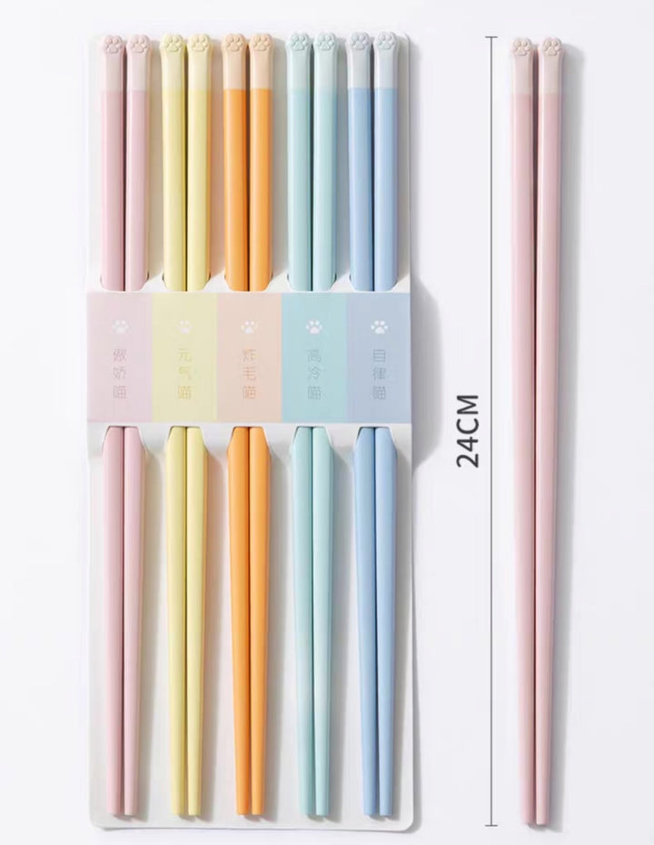 「Macaron-Colored Alloy Chopsticks」5 Pairs Set