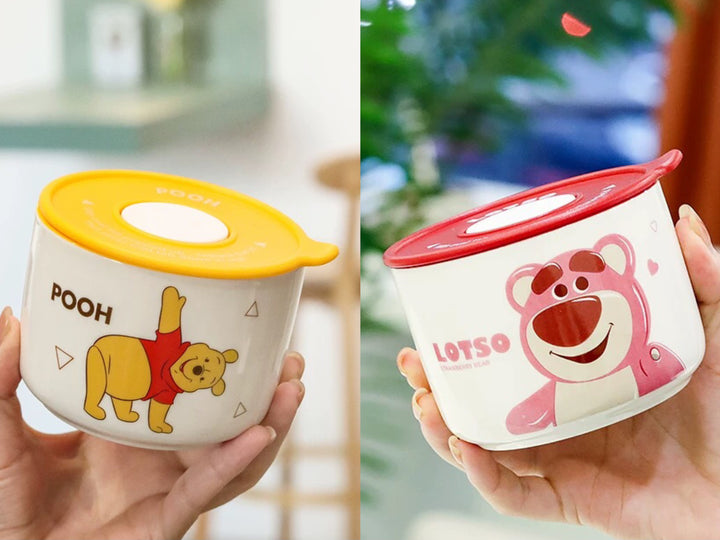 【Covered Fresh-Keeping Bowl】Microwave Safe ♨️ Disney™️ Ceramic Sealed Fresh-Keeping Bowl, Lunch Box, Nut 🥜 and Fruit Bowl