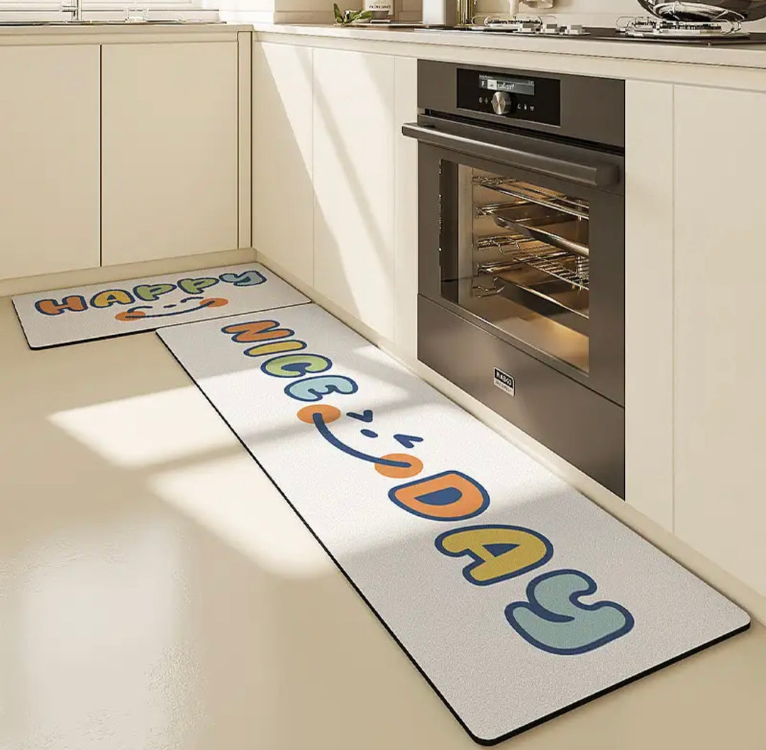 「Cute Cartoon Kitchen Mat」 – Thickened PU Leather Anti-Slip Floor Runner | Waterproof & Easy Clean