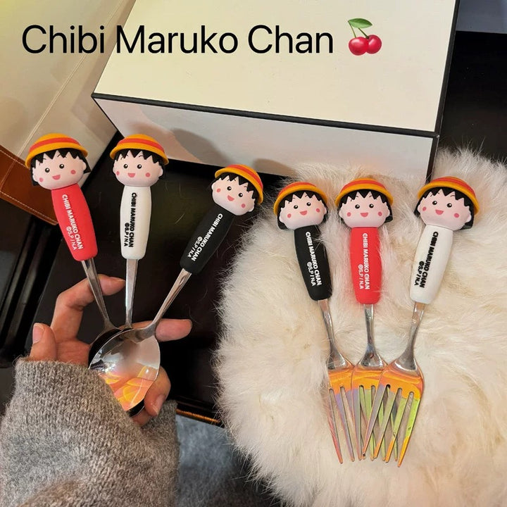🍒 Chibi Maruko-chan™️ Stainless Steel Spoon & Fork Set