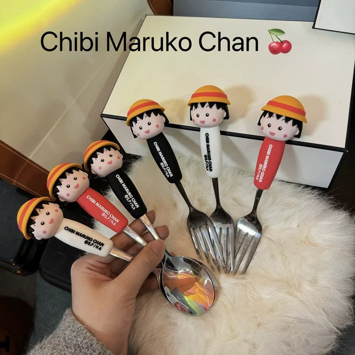 🍒 Chibi Maruko-chan™️ Stainless Steel Spoon & Fork Set