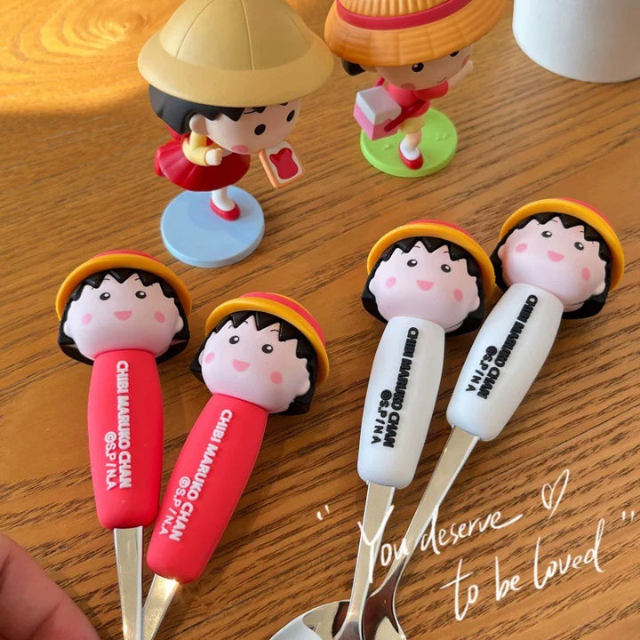 🍒 Chibi Maruko-chan™️ Stainless Steel Spoon & Fork Set