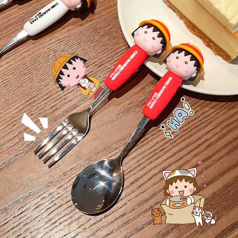 🍒 Chibi Maruko-chan™️ Stainless Steel Spoon & Fork Set