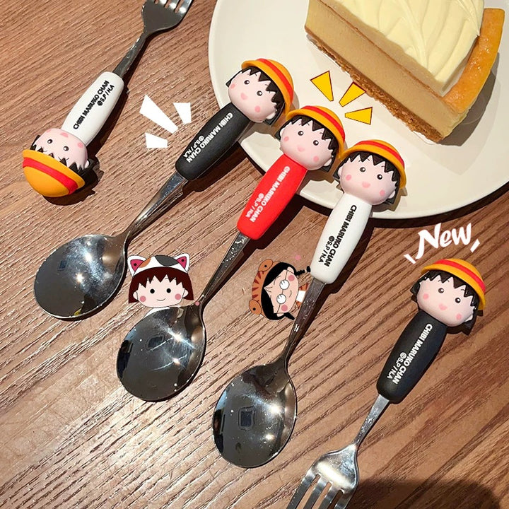 🍒 Chibi Maruko-chan™️ Stainless Steel Spoon & Fork Set