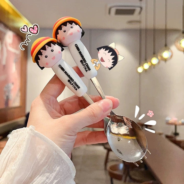 🍒 Chibi Maruko-chan™️ Stainless Steel Spoon & Fork Set
