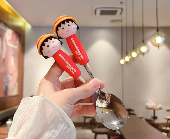 🍒 Chibi Maruko-chan™️ Stainless Steel Spoon & Fork Set