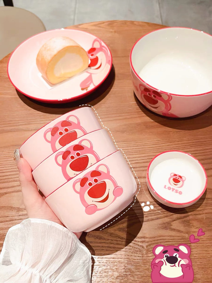Disney™ Lotso 🍓 Solo Tableware Gift Set | One-Person Meal Box with Tote 🎁