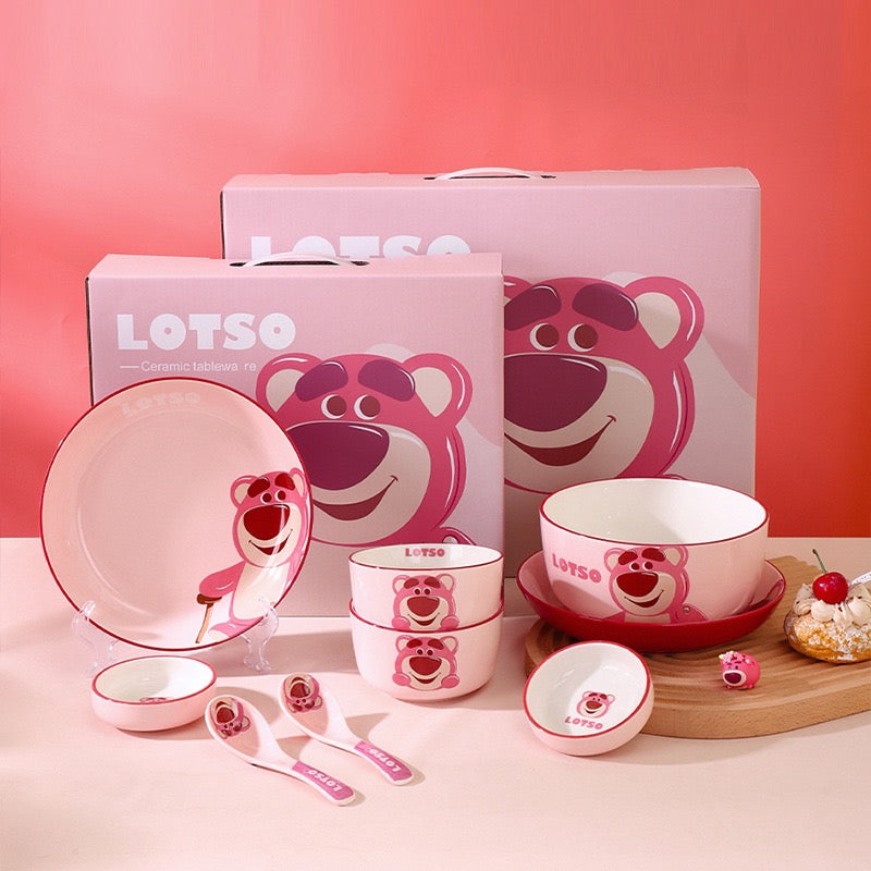 Disney™ Lotso 🍓 Solo Tableware Gift Set | One-Person Meal Box with Tote 🎁