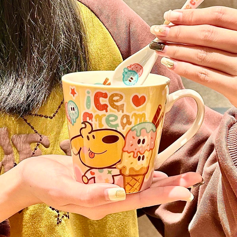 Keir™️ Burger Dog Ceramic Mug with Stirring Spoon