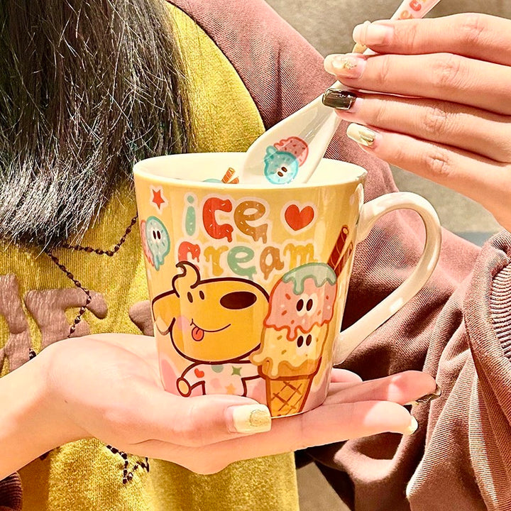 Keir™️ Burger Dog Ceramic Mug with Stirring Spoon