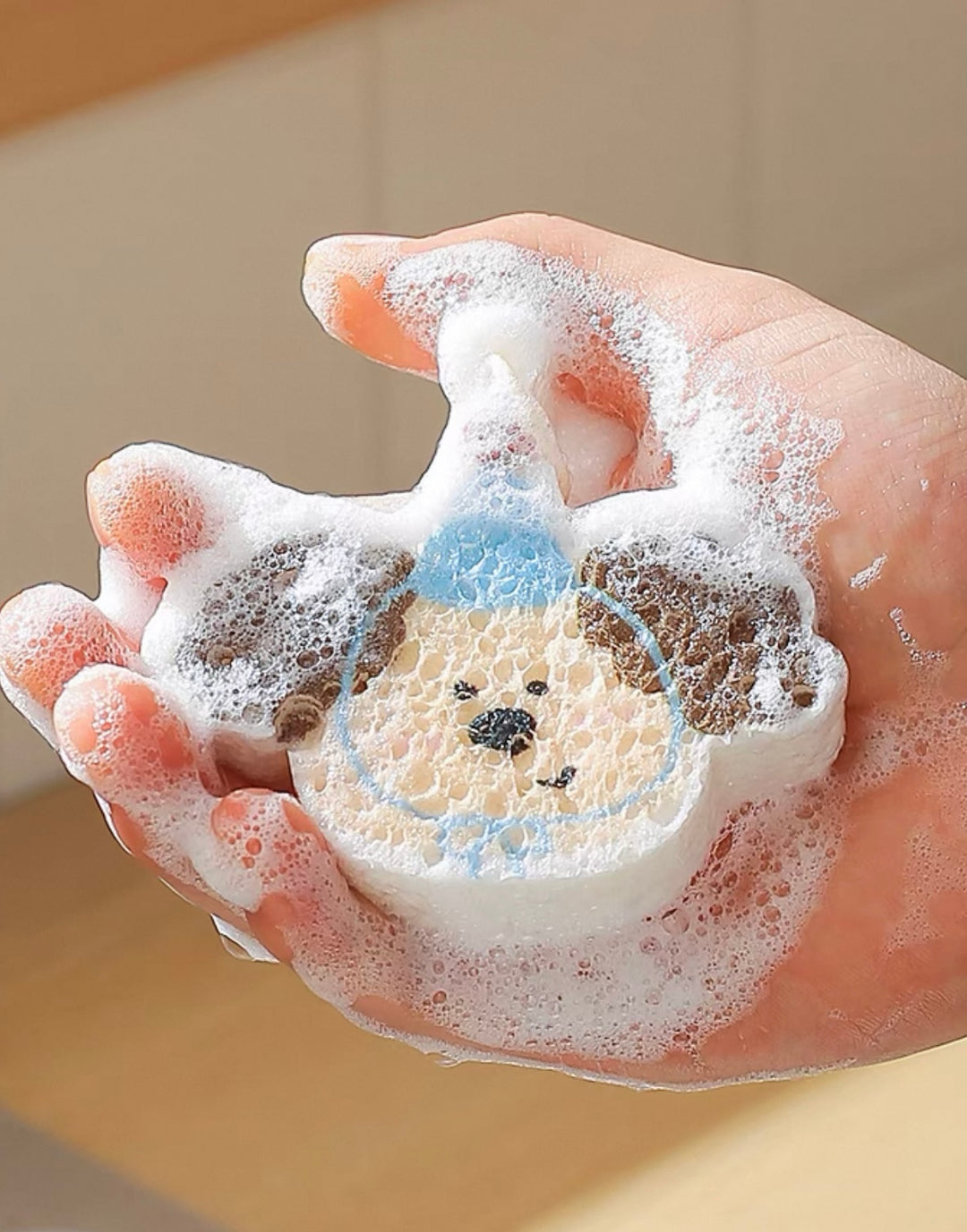 🌟 Kitchen Essential • Cute Hanging Strap Natural Wood Pulp Cotton Scrubber Set